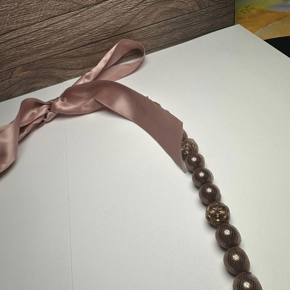 Ann Taylor LOFT Long Beaded Ribbon Necklace Pink & Brown NWT $34.50 - Picture 9 of 9